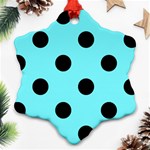 Polka Dots - Black on Electric Blue Snowflake Ornament (Two Sides)