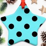 Polka Dots - Black on Electric Blue Star Ornament (Two Sides)