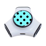 Polka Dots - Black on Electric Blue Portable USB Hub (One Side)