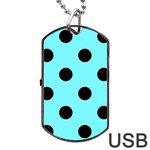 Polka Dots - Black on Electric Blue Dog Tag USB Flash (One Side)