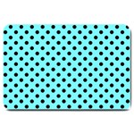 Polka Dots - Black on Electric Blue Large Doormat