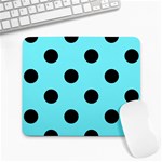 Polka Dots - Black on Electric Blue Large Mousepad