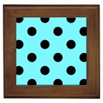 Polka Dots - Black on Electric Blue Framed Tile