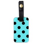 Polka Dots - Black on Electric Blue Luggage Tag (One Side)