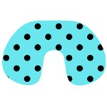 Polka Dots - Black on Electric Blue Travel Neck Pillow