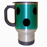 Polka Dots - Black on Electric Blue Travel Mug (Silver Gray)