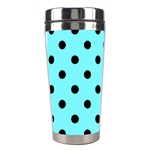 Polka Dots - Black on Electric Blue Stainless Steel Travel Tumbler