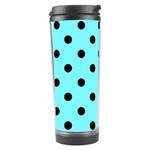 Polka Dots - Black on Electric Blue Travel Tumbler