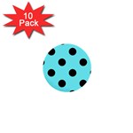 Polka Dots - Black on Electric Blue 1  Mini Button (10 pack)