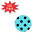 Polka Dots - Black on Electric Blue 1  Mini Button (100 pack)