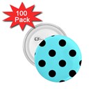 Polka Dots - Black on Electric Blue 1.75  Button (100 pack)