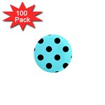 Polka Dots - Black on Electric Blue 1  Mini Magnet (100 pack)