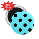 Polka Dots - Black on Electric Blue 2.25  Magnet (100 pack)