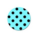 Polka Dots - Black on Electric Blue Magnet 3  (Round)