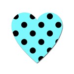 Polka Dots - Black on Electric Blue Magnet (Heart)