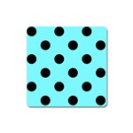 Polka Dots - Black on Electric Blue Magnet (Square)