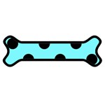 Polka Dots - Black on Electric Blue Magnet (Dog Bone)