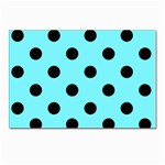 Polka Dots - Black on Electric Blue Postcard 5  x 7 