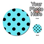 Polka Dots - Black on Electric Blue Multi-purpose Cards (Round)