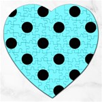 Polka Dots - Black on Electric Blue Jigsaw Puzzle (Heart)