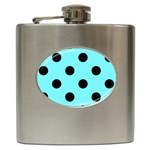 Polka Dots - Black on Electric Blue Hip Flask (6 oz)