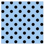 Polka Dots - Black on Baby Blue Large Satin Scarf (Square)