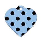 Polka Dots - Black on Baby Blue Dog Tag Heart (Two Sides)