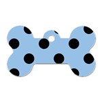 Polka Dots - Black on Baby Blue Dog Tag Bone (Two Sides)