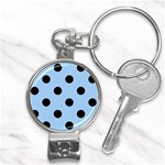 Polka Dots - Black on Baby Blue Nail Clippers Key Chain