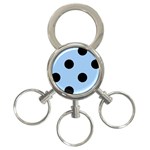 Polka Dots - Black on Baby Blue 3-Ring Key Chain