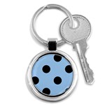Polka Dots - Black on Baby Blue Key Chain (Round)