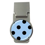 Polka Dots - Black on Baby Blue Money Clip (Round)