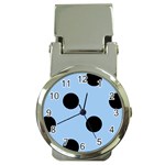 Polka Dots - Black on Baby Blue Money Clip Watch
