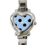 Polka Dots - Black on Baby Blue Heart Italian Charm Watch