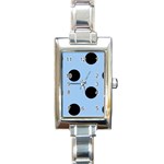 Polka Dots - Black on Baby Blue Rectangle Italian Charm Watch