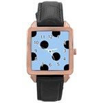 Polka Dots - Black on Baby Blue Rose Gold Leather Watch