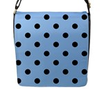Polka Dots - Black on Baby Blue Flap Closure Messenger Bag (L)
