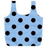 Polka Dots - Black on Baby Blue Full Print Recycle Bag (XL)