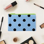 Polka Dots - Black on Baby Blue Canvas Cosmetic Bag (XS)