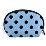 Polka Dots - Black on Baby Blue Accessory Pouch (Large)