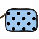 Polka Dots - Black on Baby Blue Digital Camera Leather Case
