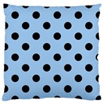Polka Dots - Black on Baby Blue Large Cushion Case (Two Sides)