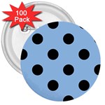 Polka Dots - Black on Baby Blue 3  Button (100 pack)