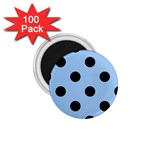 Polka Dots - Black on Baby Blue 1.75  Magnet (100 pack)