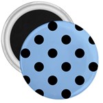 Polka Dots - Black on Baby Blue 3  Magnet