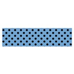 Polka Dots - Black on Iceberg Blue Satin Scarf (Oblong)