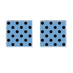Polka Dots - Black on Iceberg Blue Cufflinks (Square)