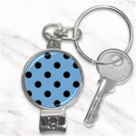 Polka Dots - Black on Iceberg Blue Nail Clippers Key Chain