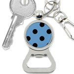 Polka Dots - Black on Iceberg Blue Bottle Opener Key Chain