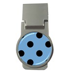 Polka Dots - Black on Iceberg Blue Money Clip (Round)